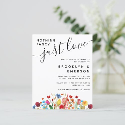 BUDGET Wedding Invitation  Nothing Fancy Floral