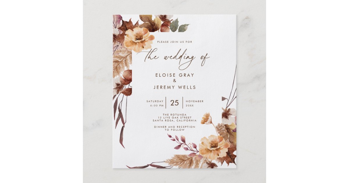 Wildflowers Wedding Welcome bag letter Flyer