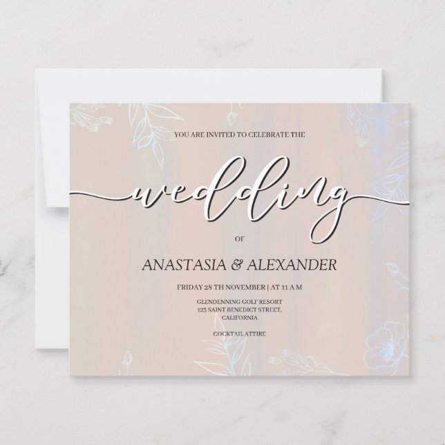 Budget Wedding Invitation. Paper Sheet (Front)