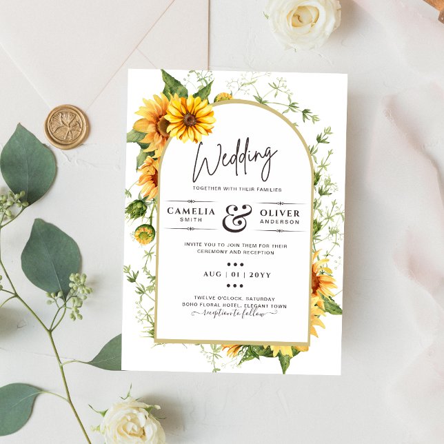 Budget Wedding Invitation Rustic Sunflowers Boho  Flyer (Creator Uploaded)