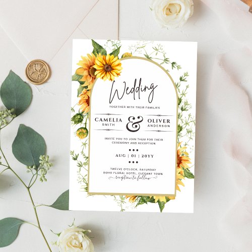 Budget Wedding Invitation Rustic Sunflowers Boho  Flyer