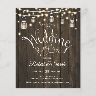 Budget Wedding Invitation - Rustic Wood & Lights Flyer