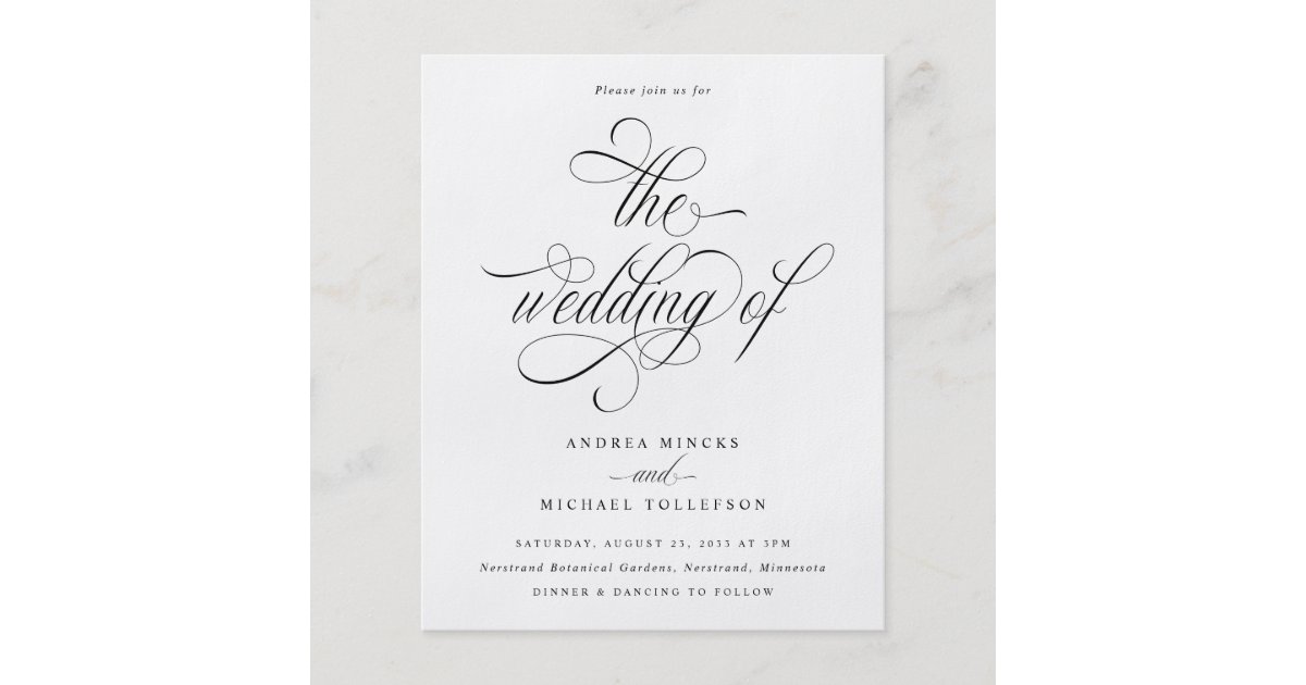 Budget Wedding Invitations Elegant Calligraphy Flyer Zazzle