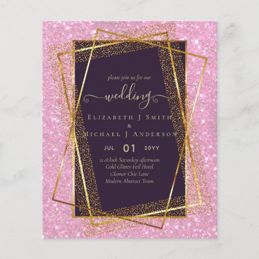 BUDGET WEDDING INVITATIONS Gold Glitter Foil Look Zazzle