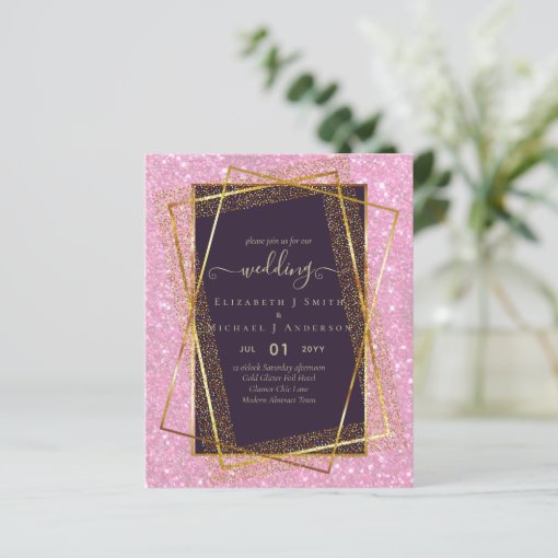 BUDGET WEDDING INVITATIONS Gold Glitter Foil Look Zazzle