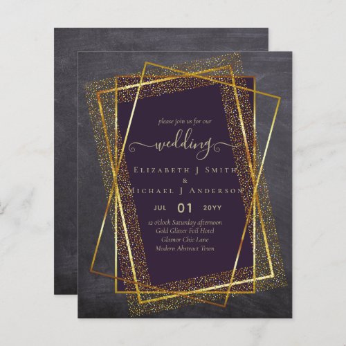 BUDGET WEDDING INVITATIONS  Gold Glitter Foil Look