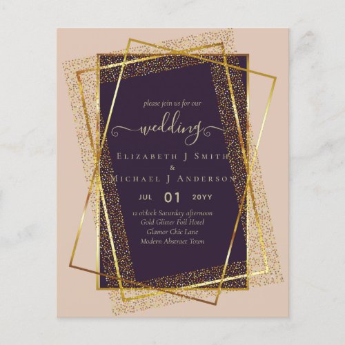 BUDGET WEDDING INVITATIONS  Gold Glitter Foil Look Flyer