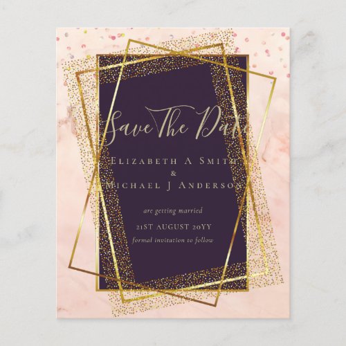 BUDGET WEDDING INVITATIONS  Gold Glitter Foil Look Flyer