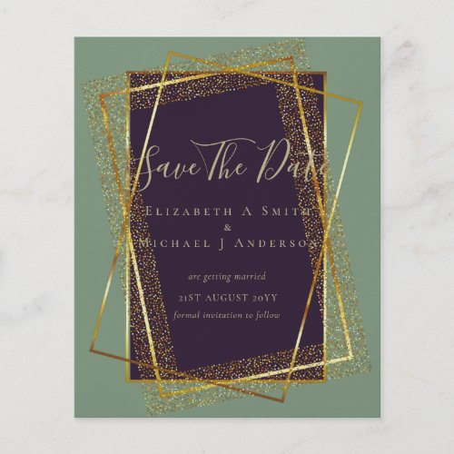 BUDGET WEDDING INVITATIONS  Gold Glitter Foil Look Flyer