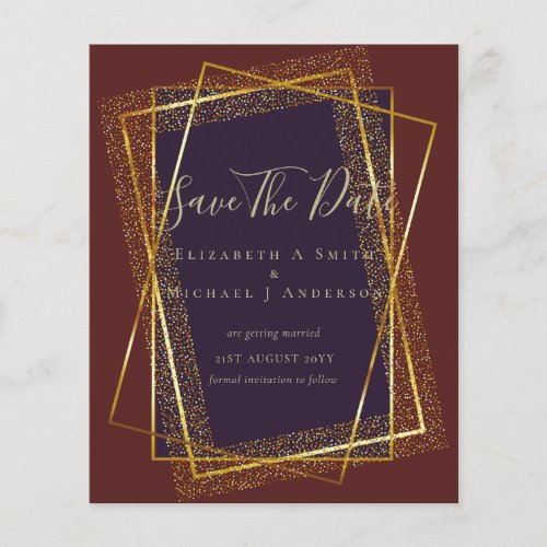 BUDGET WEDDING INVITATIONS  Gold Glitter Foil Look Flyer