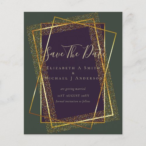 BUDGET WEDDING INVITATIONS  Gold Glitter Foil Look Flyer