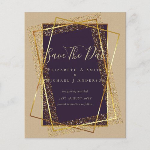 BUDGET WEDDING INVITATIONS  Gold Glitter Foil Look Flyer