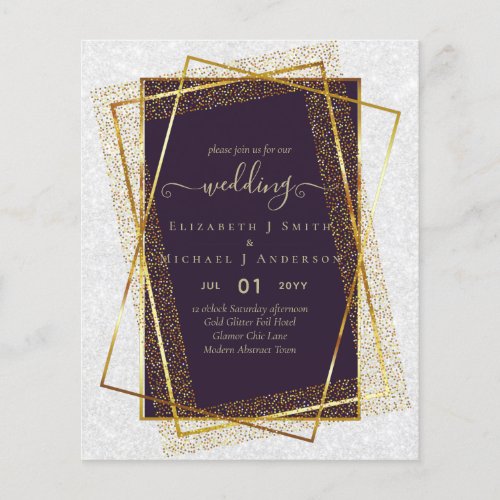 BUDGET WEDDING INVITATIONS  Gold Glitter Foil Look Flyer