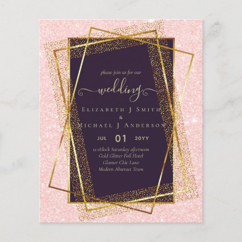 BUDGET WEDDING INVITATIONS  Gold Glitter Foil Look Flyer