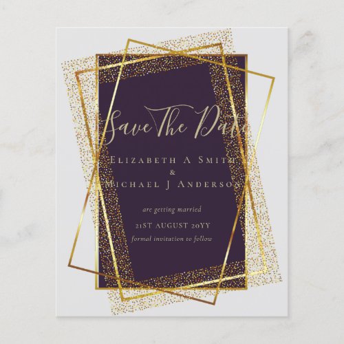 BUDGET WEDDING INVITATIONS  Gold Glitter Foil Look Flyer