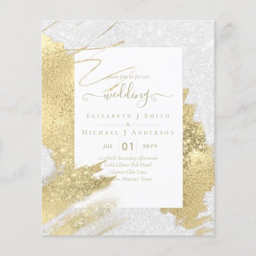 BUDGET WEDDING INVITATIONS  Gold Glitter Foil Look Flyer