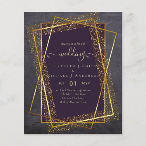 BUDGET WEDDING INVITATIONS  Gold Glitter Foil Look Flyer