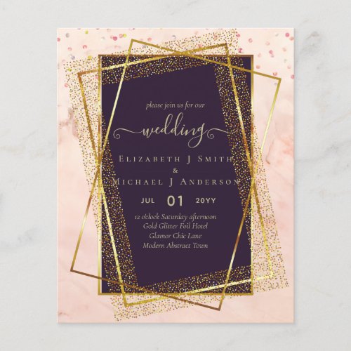 BUDGET WEDDING INVITATIONS  Gold Glitter Foil Look Flyer