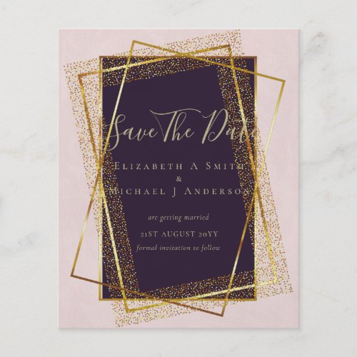 BUDGET WEDDING INVITATIONS  Gold Glitter Foil Look Flyer
