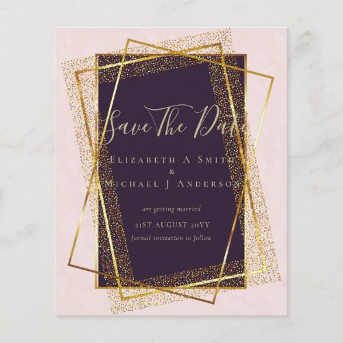 BUDGET WEDDING INVITATIONS  Gold Glitter Foil Look Flyer