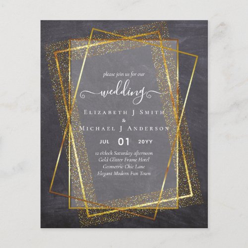 BUDGET WEDDING INVITATIONS  Gold Glitter Geometric Flyer