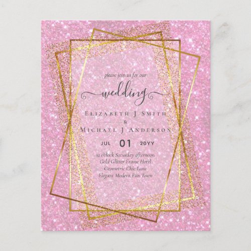 BUDGET WEDDING INVITATIONS  Gold Glitter Geometric Flyer