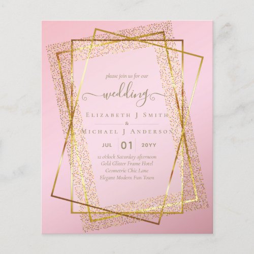 BUDGET WEDDING INVITATIONS  Gold Glitter Geometric Flyer