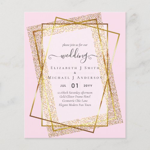 BUDGET WEDDING INVITATIONS  Gold Glitter Geometric Flyer