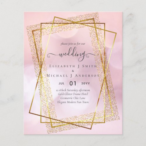 BUDGET WEDDING INVITATIONS  Gold Glitter Geometric Flyer