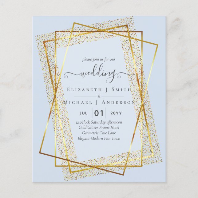 BUDGET WEDDING INVITATIONS  Gold Glitter Geometric Flyer (Front)