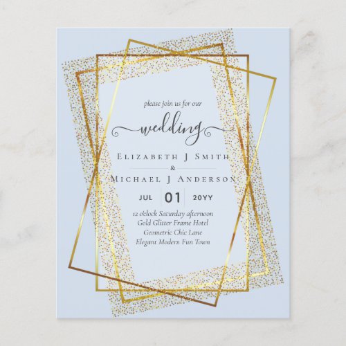 BUDGET WEDDING INVITATIONS  Gold Glitter Geometric Flyer