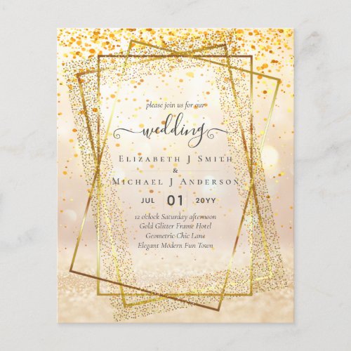 BUDGET WEDDING INVITATIONS  Gold Glitter Geometric Flyer