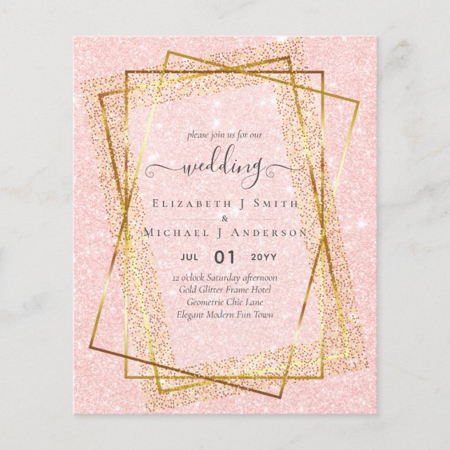 BUDGET WEDDING INVITATIONS  Gold Glitter Geometric Flyer (Front)