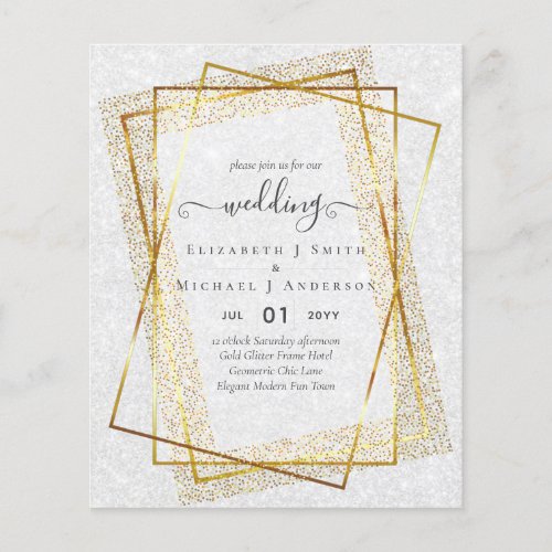 BUDGET WEDDING INVITATIONS  Gold Glitter Geometric Flyer