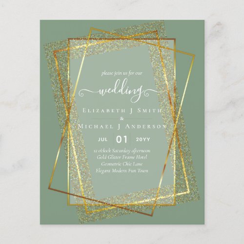 BUDGET WEDDING INVITATIONS  Gold Glitter Geometric Flyer