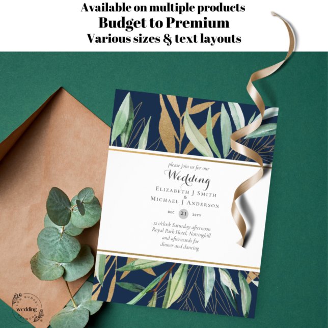 BUDGET WEDDING INVITATIONS Greenery leaves Flyer (Creator Uploaded)