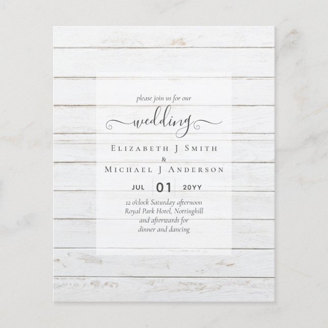 BUDGET WEDDING INVITATIONS - Minimalist Script Flyer (Front)