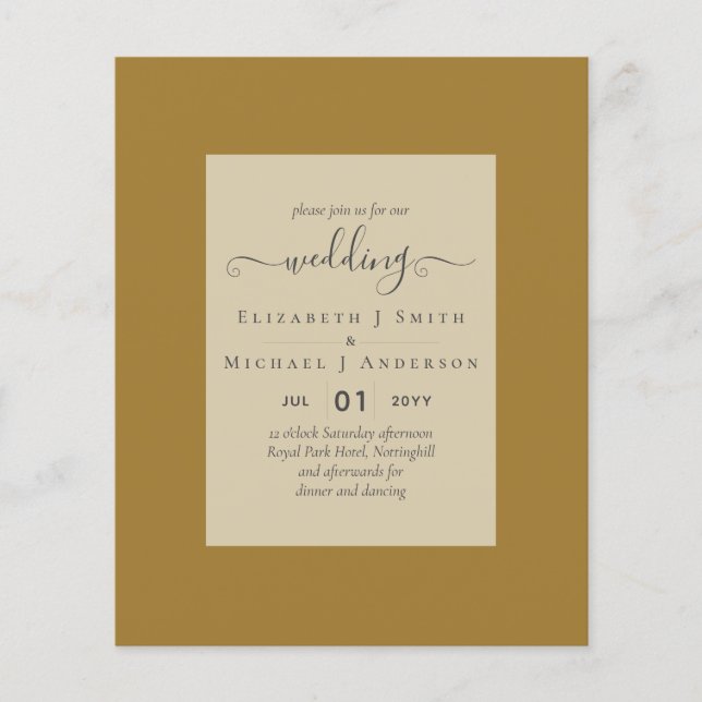 BUDGET WEDDING INVITATIONS - Minimalist Script Flyer (Front)
