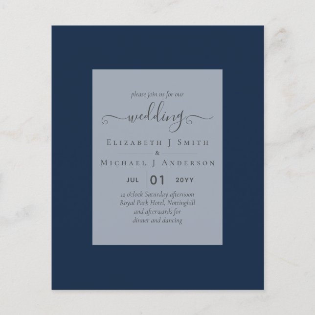 BUDGET WEDDING INVITATIONS - Minimalist Script Flyer (Front)