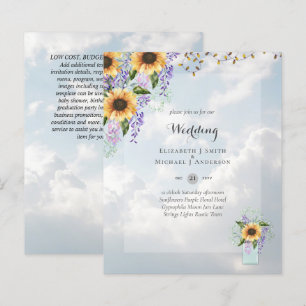 BUDGET WEDDING INVITATIONS - Rustic Sunflowers