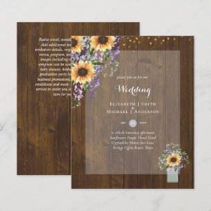 BUDGET WEDDING INVITATIONS - Rustic Sunflowers