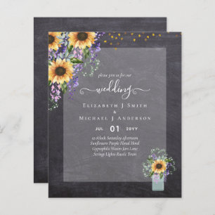 BUDGET WEDDING INVITATIONS Rustic Sunflowers CHIC