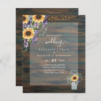 BUDGET WEDDING INVITATIONS Rustic Sunflowers CHIC