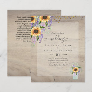 BUDGET WEDDING INVITATIONS Rustic Sunflowers CHIC