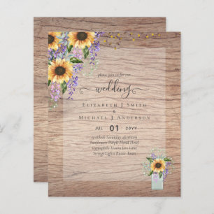 BUDGET WEDDING INVITATIONS Rustic Sunflowers CHIC