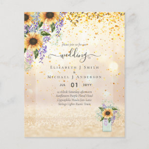 BUDGET WEDDING INVITATIONS Rustic Sunflowers CHIC Flyer