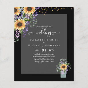 BUDGET WEDDING INVITATIONS Rustic Sunflowers CHIC Flyer