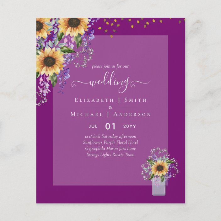 BUDGET WEDDING INVITATIONS Rustic Sunflowers CHIC Flyer
