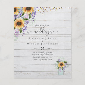 BUDGET WEDDING INVITATIONS Rustic Sunflowers CHIC Flyer