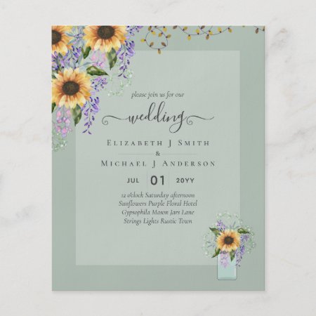 BUDGET WEDDING INVITATIONS Rustic Sunflowers CHIC Flyer